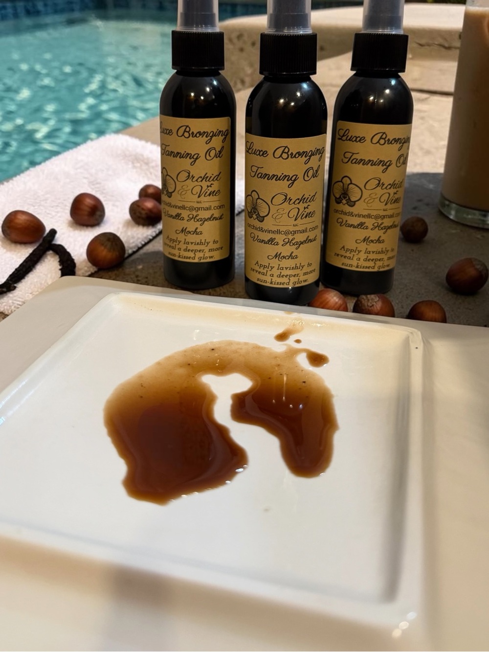 Orchid & Vine Luxe Bronzing Tanning Oil -  Vanilla Hazelnut Mocha